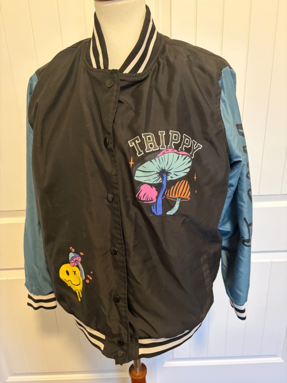Rue21 Black Bomber Jacket with Stripe Trim